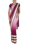 Red Plum Shaded Ombre Saree - devnaagri