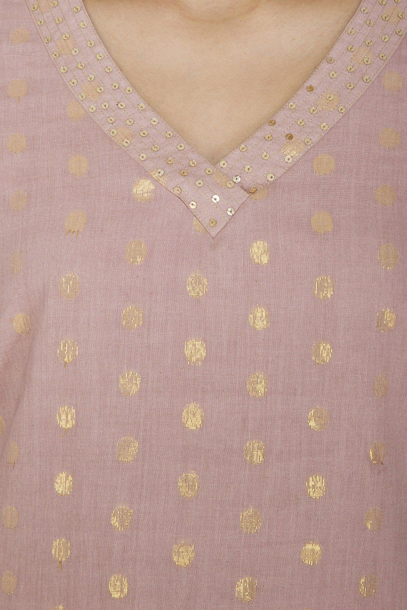 Onion Pink Straight Kurta with Palazzo - devnaagri