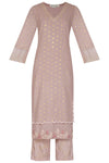 Onion Pink Straight Kurta with Palazzo - devnaagri