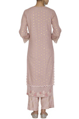 Onion Pink Straight Kurta with Palazzo - devnaagri
