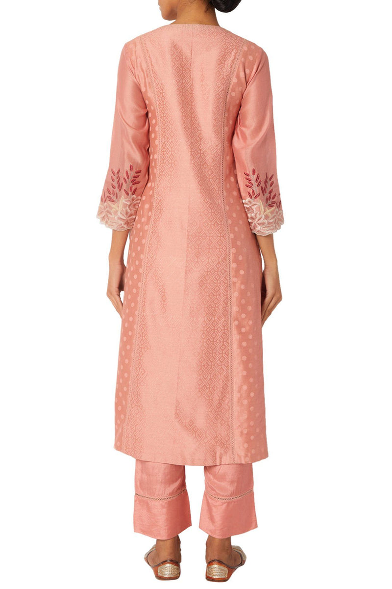 Rose Pink Chanderi Kurta Set