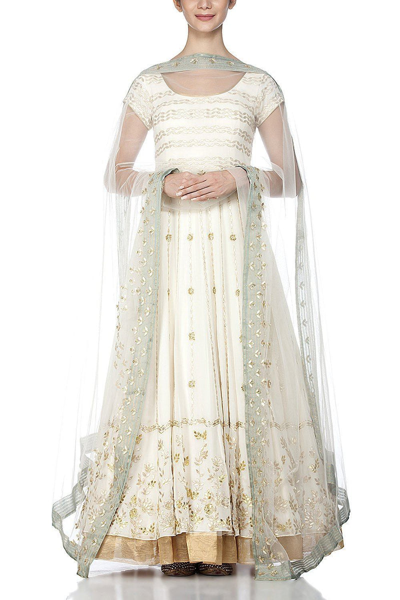 Ivory Anarkali with lycra Churidar - devnaagri