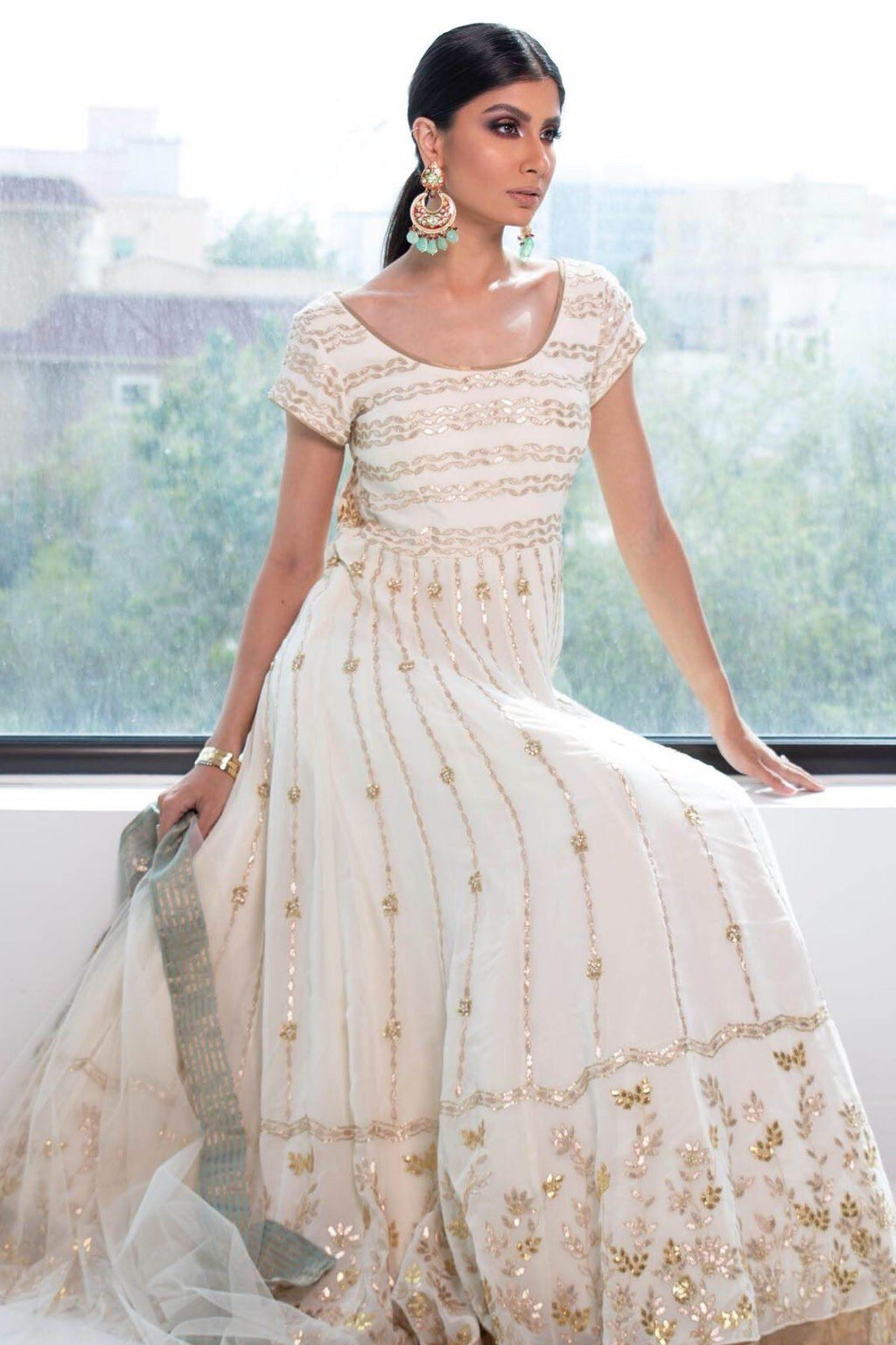 Roshini Daswani In Ivory Anarkali with lycra Churidar