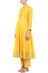 Yellow Embroidered Anarkali Set with Pallazo Pants Set - devnaagri