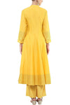 Yellow Embroidered Anarkali Set with Pallazo Pants Set - devnaagri