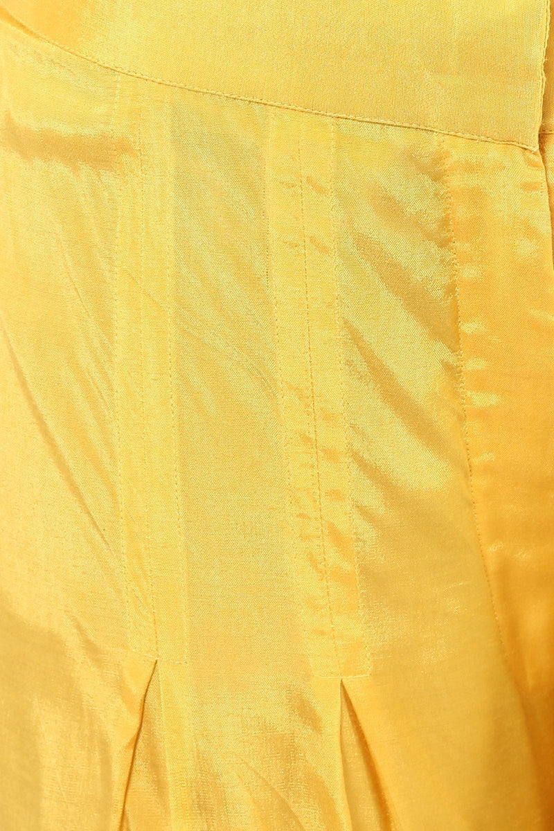 Yellow Embroidered Anarkali Set with Pallazo Pants Set - devnaagri