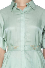 Sage Green Top with Skirt - devnaagri