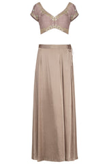 Sand Organza Saree with Raw Silk Blouse - devnaagri