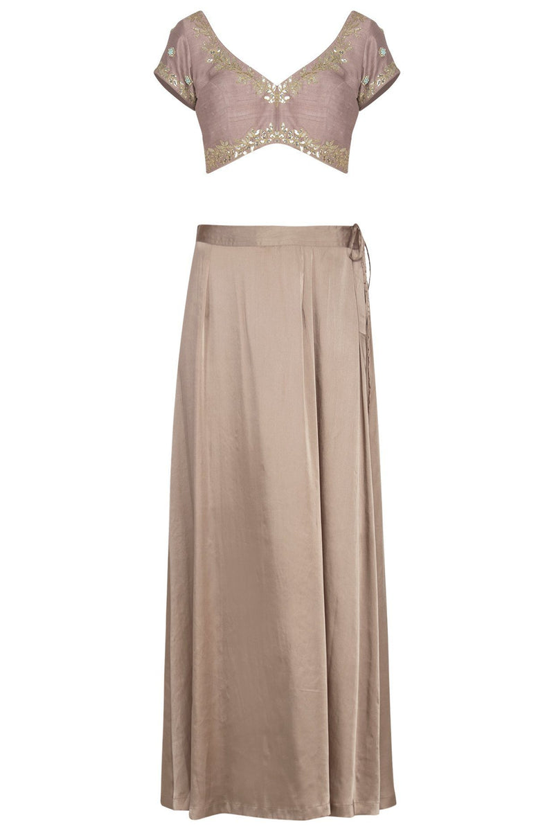 Sand Organza Saree with Raw Silk Blouse - devnaagri