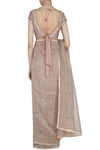Sand Organza Saree with Raw Silk Blouse - devnaagri