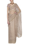 Sand Organza Saree with Raw Silk Blouse - devnaagri