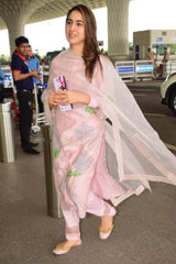 Sara Ali Khan In Light Pink Chanderi Kurta With Pants