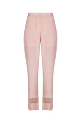 Light Pink Chanderi Kurta With Pants - devnaagri