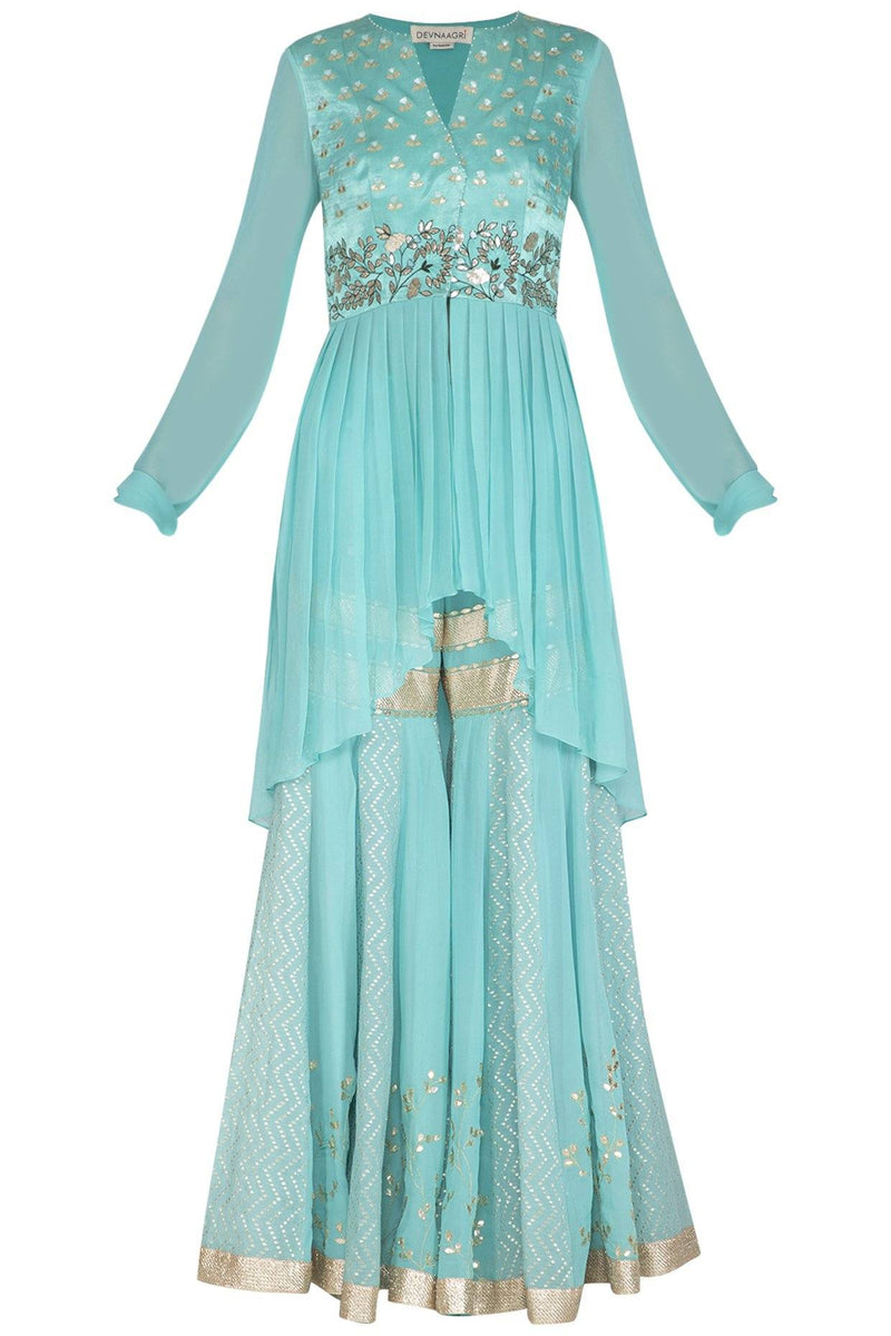 Aqua Sharara and Kurta - devnaagri