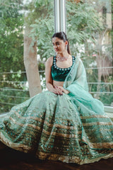 Shivani Raina In Green Lehenga with Emerald  Blouse and Light Green Dupatta