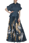 Slate Blue Top with Skirt - devnaagri