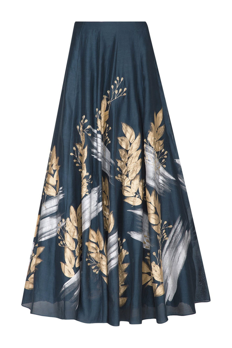 Slate Blue Top with Skirt - devnaagri
