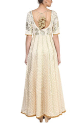 Ivory Sequins and Gotta Patti Embroidered Anarkali Set - devnaagri