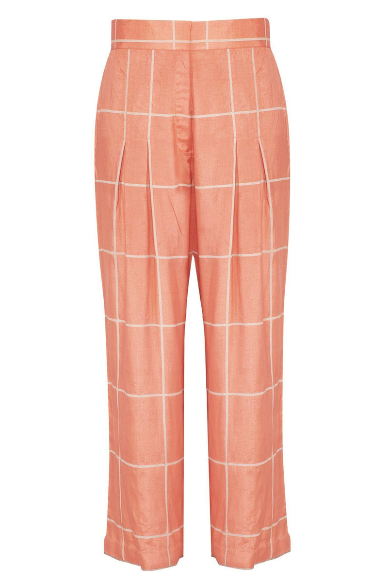 Coral Straight kurta with Block Printed Pallazo - devnaagri