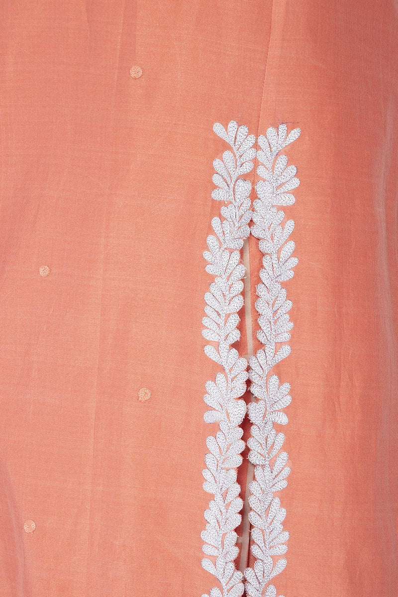 Coral Straight kurta with Block Printed Pallazo - devnaagri