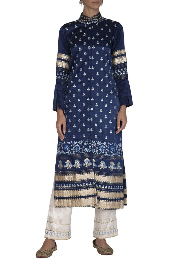 Twilight Blue Jacket with Ivory Pants - devnaagri