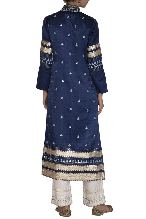 Twilight Blue Jacket with Ivory Pants - devnaagri