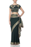 Emerald Green Saree with Chanderi and Gajji Blouse - devnaagri