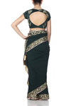 Emerald Green Saree with Chanderi and Gajji Blouse - devnaagri