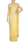Yellow Saree with Raw Silk Blouse - devnaagri