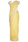 Yellow Saree with Raw Silk Blouse - devnaagri