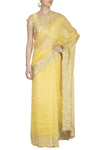 Yellow Saree with Raw Silk Blouse - devnaagri